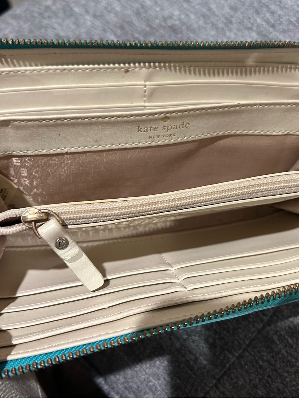 Kate Spade New York Perforated Patent Leather Aqua Tote Bag & Wallet Set - Picture 15 of 15